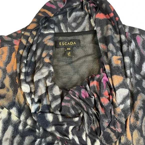 Escada Size 40 Sleeveless Cowl Neck Animal Print Dress | Size 40 - Picture 3 of 7
